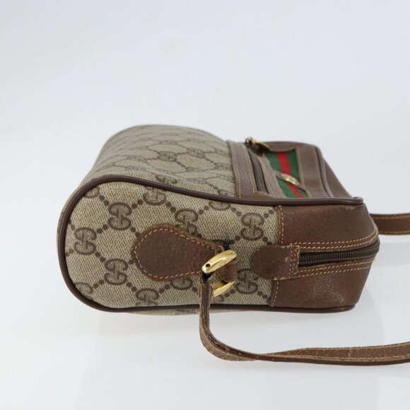 GUCCI GG Supreme Web Sherry Line Bag PVC Beige Red 56 02 087 Auth 151921 - Picture 5 of 16